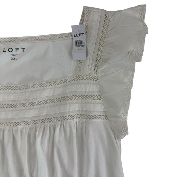 NEW Ann Taylor Loft Flutter Sleeve Bohemian Peasant Top XXL White Flutter Sleeve - Picture 3 of 10